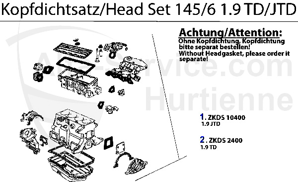 HAED GASKET SET 145/6 TD/JTD
