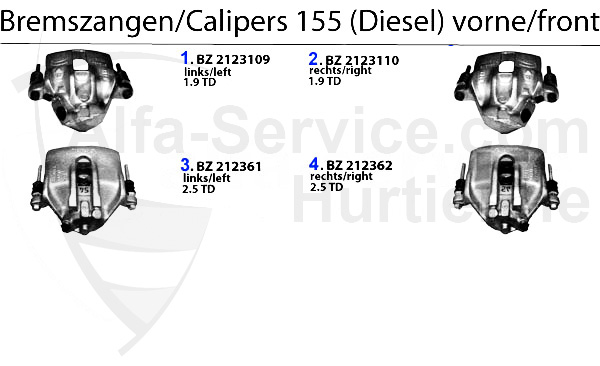 CALIPER FRONT DIESEL VERSIONS