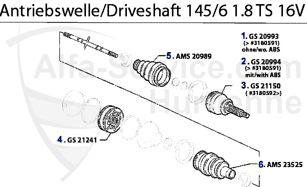 DRIVESHAFT 1.8 TS 16V 1996>
