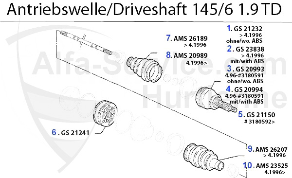 DRIVESHAFT 1.9 TD