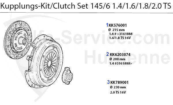 CLUTCH-SET TS 16V 1996>