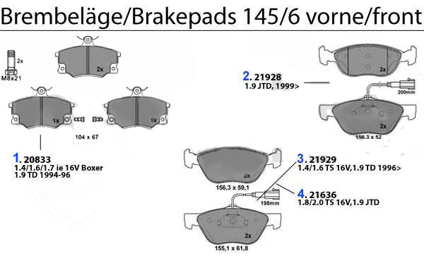 Bremsbeläge vorne
