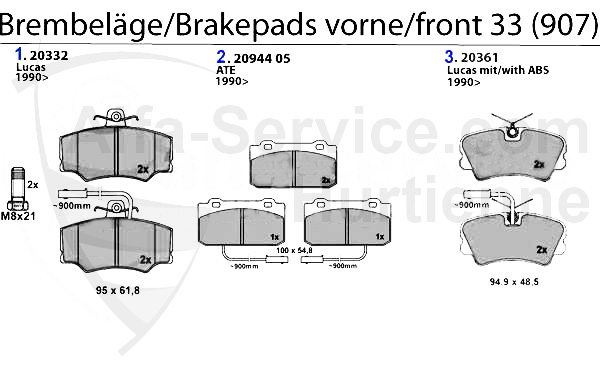 Bremsbeläge 907 vorne