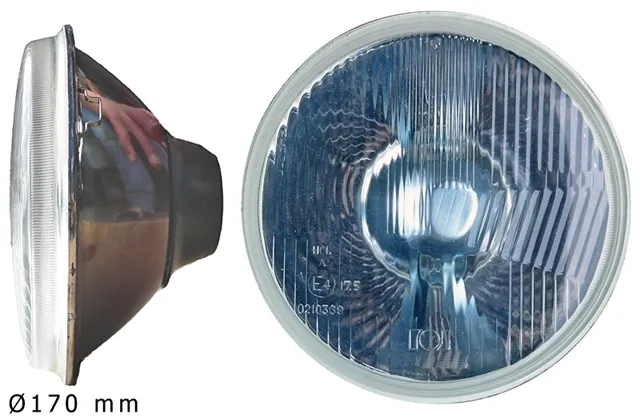 Scheinwerfer Spider H4 7" Nachbau (Glas plan)
