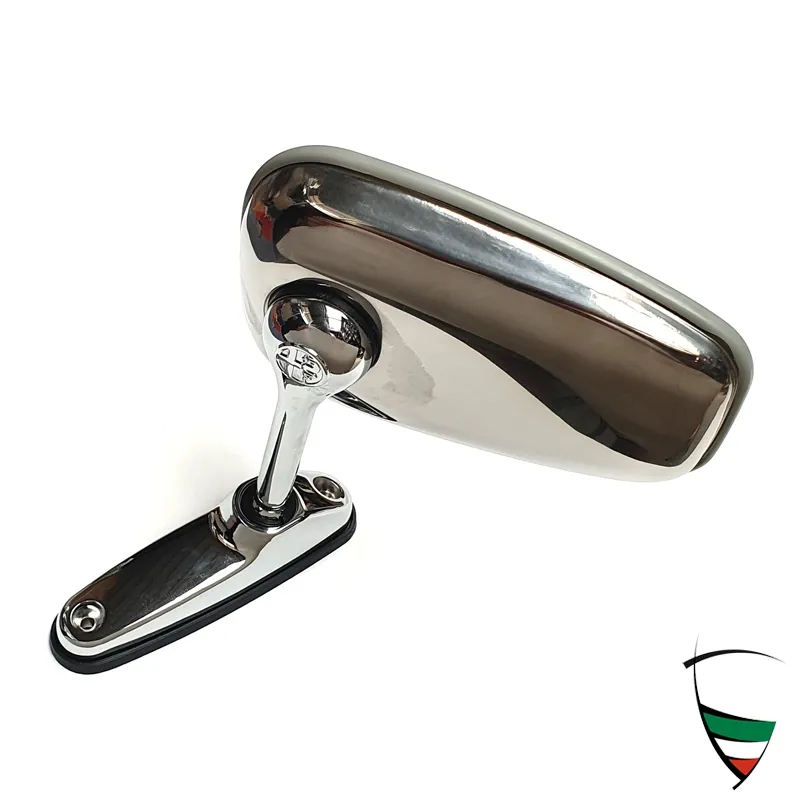 RECTANGULAR DOOR MIRROR WITH ALFA ROMEO EMBLEM, RUBBER BASE INCLUDED