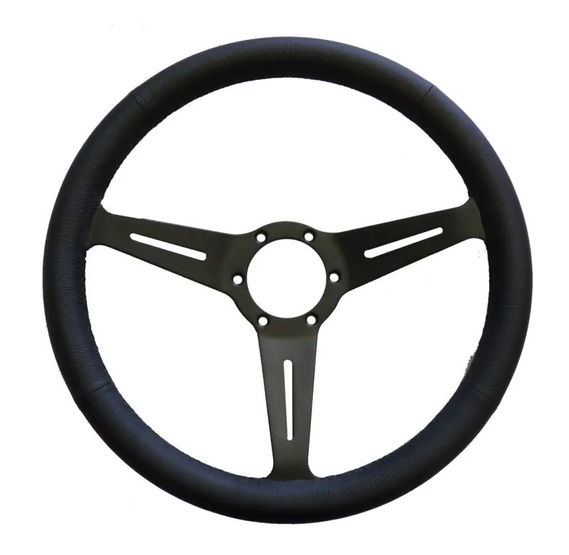 Lenkrad 360mm Glattleder schwarz, Speichen schwarz geschlitzt