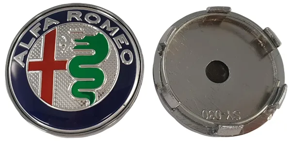 WHEEL EMBLEM ALFA ROMEO SILVER/COLOURED 60MM