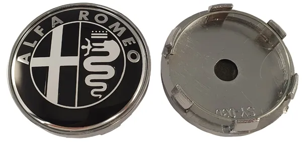 WHEEL EMBLEM ALFA ROMEO BLACK/WHITE 60MM