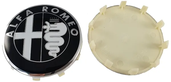 WHEEL EMBLEM ALFA ROMEO BLACK/WHITE 60MM