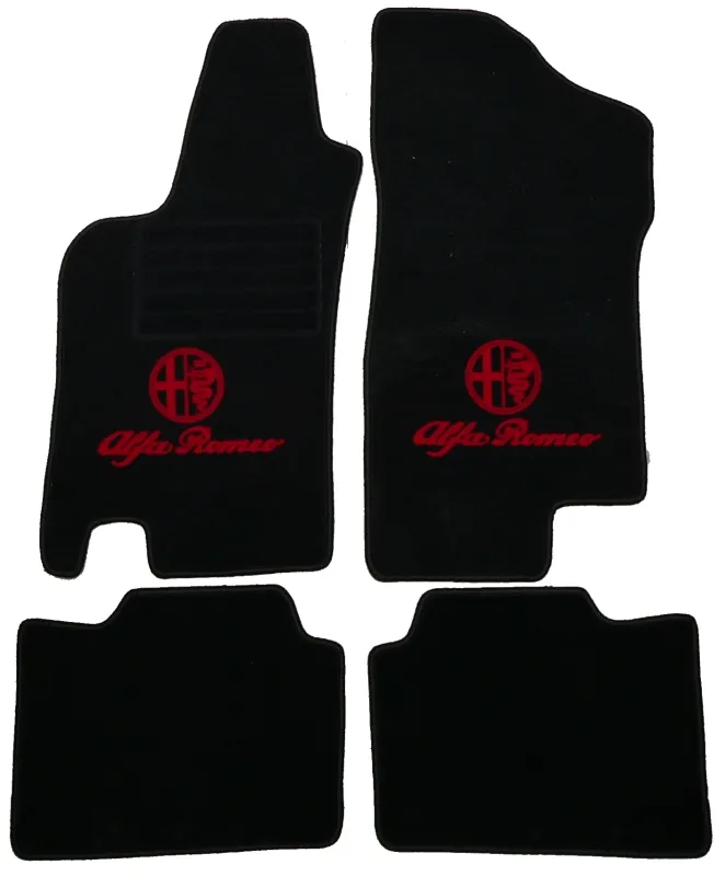 Fußmatten 145 bj. 9.94-05.99 schwarz/rotes Emblem Tuftvelour gekettelt,Rückenbeschichtung: Latex Feinprägung