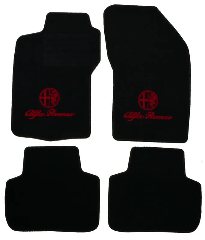 FLOOR MATS 147 BLACK/RED EMBLEM ORIGINAL FIXING