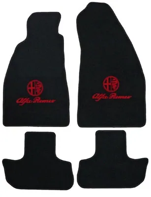 FLOOR MAT SET GTV (916) BLACK VELOUR WITH RED EMBLEM