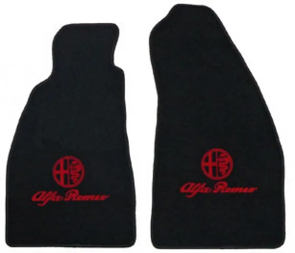 FLOOR MAT SET SPIDER (916) BLACK VELOUR WITH RED EMBLEM
