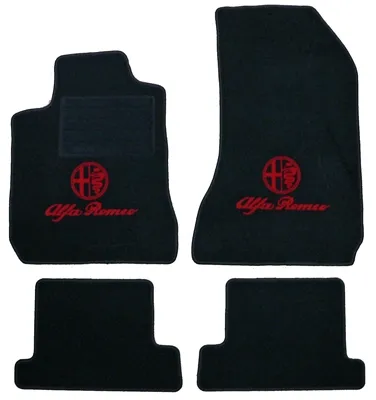 FLOOR MAT SET SPIDER 2006> BLACK/RED LOGO, TUFTVELOURS, LOOPED, REAR COATING: LATEX FINE EMBOSSING WITH ORIGINAL FASTENING