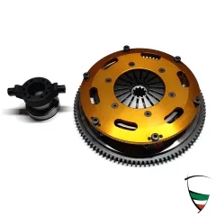 Rennkupplung incl. Schwungscheibe 105 Zähne Druckplatte aus Ergal, S intermetall Kupplungsscheibe und Sp ezialausrücklager 1. Serie Ausführu ng für 1300 + 1600 Modelle mit 8 Sc hrauben Gewicht 10,2Kg