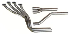 Fächerkrümmer Giulia, GT hängende Pedale 1750 u. 2000 Edelstahl, Krümmerdurchmesser 37mm, Adapter z. Mittelschalldämpfer ca.47mm ohne Tüv