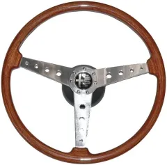 WOOD STEERING WHEEL "GTA" 2000 INCLUDING HUB AND HORN BUTTON, DIAMETER 385mm