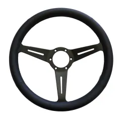 Lenkrad 360mm Glattleder schwarz, Speichen schwarz geschlitzt