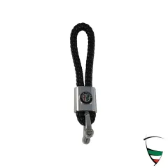 KEY CHAIN FAUX LEATHER BLACK BRAIDED 115x20MM WITH SCREWED SOCKET