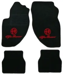 FOOT MATS 166 YEAR 10.03> BLACK COLOR WITH RED EMBLEM, VELOUR