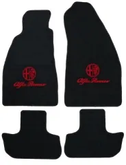 FLOOR MAT SET GTV (916) BLACK VELOUR WITH RED EMBLEM